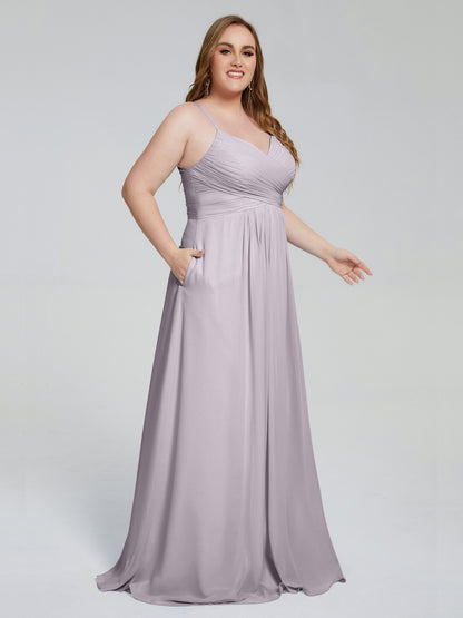 Julianna Modest Spaghetti Straps Plus Size Bridesmaid Dresses