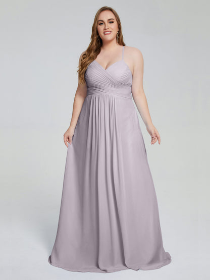 Julianna Modest Spaghetti Straps Plus Size Bridesmaid Dresses