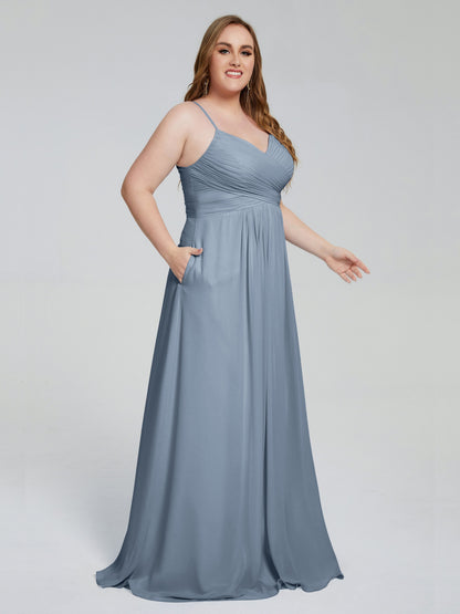 Julianna Modest Spaghetti Straps Plus Size Bridesmaid Dresses