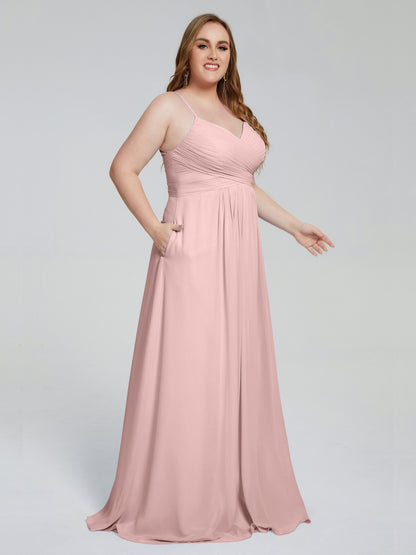 Julianna Modest Spaghetti Straps Plus Size Bridesmaid Dresses