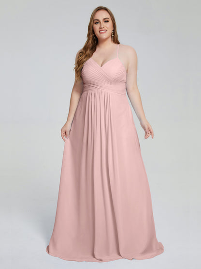 Julianna Modest Spaghetti Straps Plus Size Bridesmaid Dresses