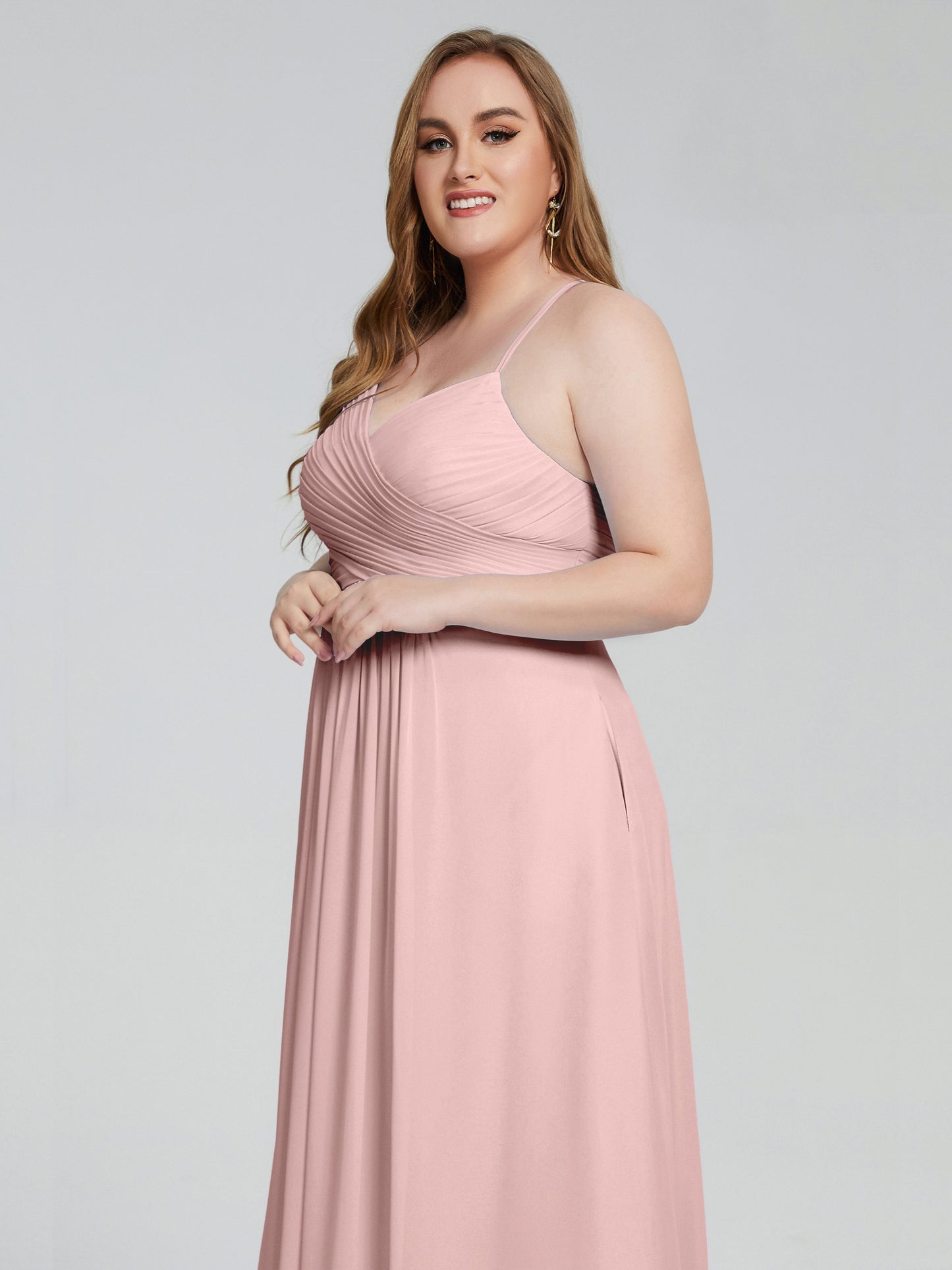 Julianna Modest Spaghetti Straps Plus Size Bridesmaid Dresses