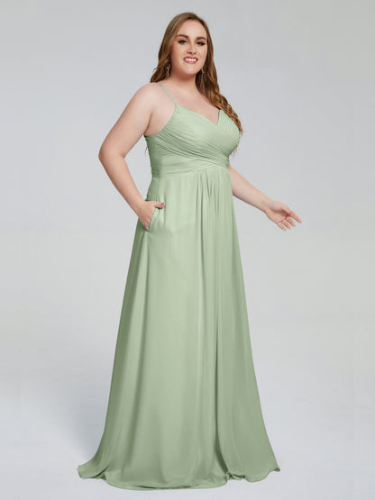 Julianna Modest Spaghetti Straps Plus Size Bridesmaid Dresses
