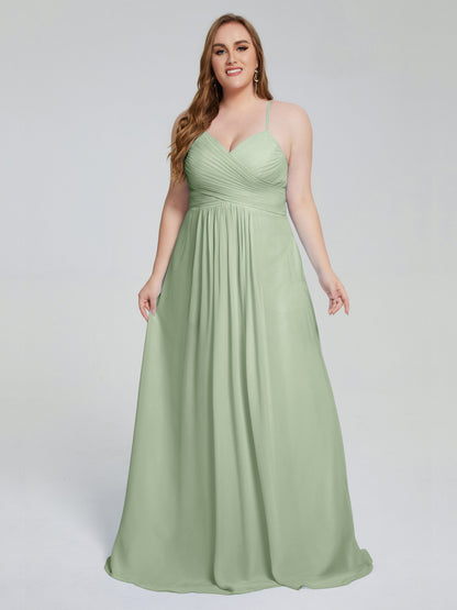 Julianna Modest Spaghetti Straps Plus Size Bridesmaid Dresses