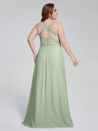 Julianna Modest Spaghetti Straps Plus Size Bridesmaid Dresses