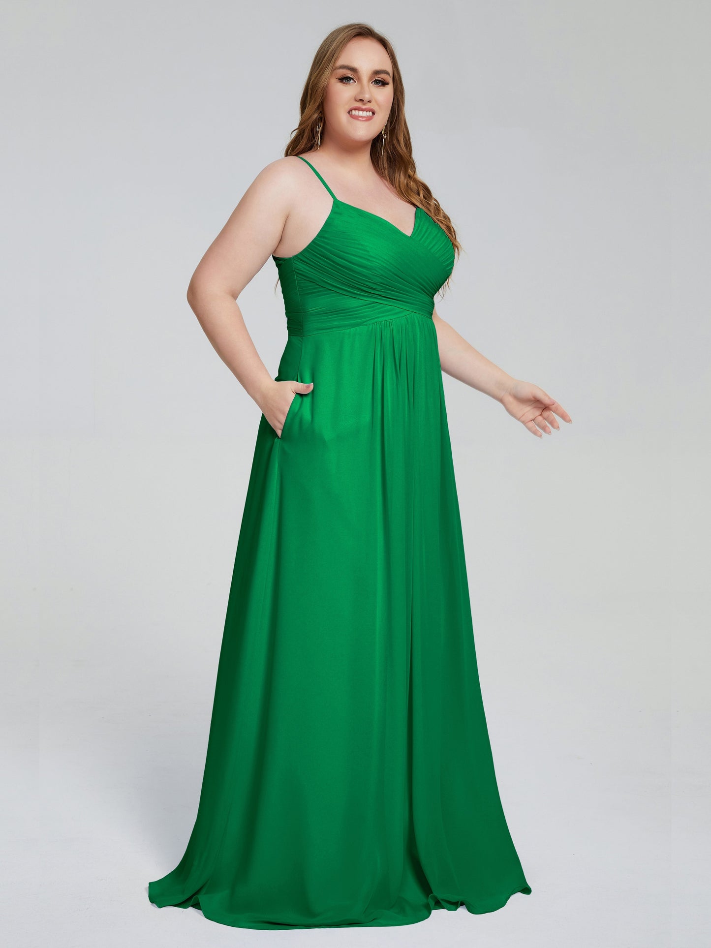 Julianna Modest Spaghetti Straps Plus Size Bridesmaid Dresses