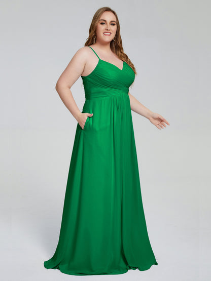 Julianna Modest Spaghetti Straps Plus Size Bridesmaid Dresses