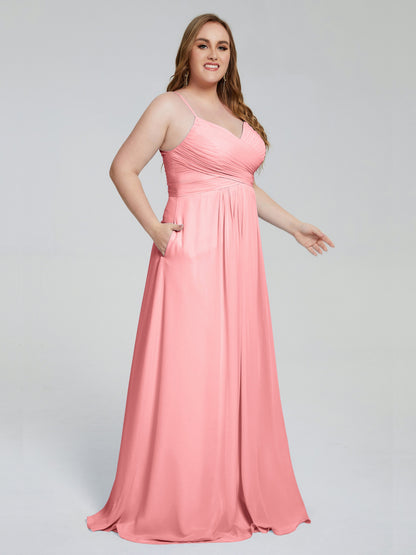 Julianna Modest Spaghetti Straps Plus Size Bridesmaid Dresses