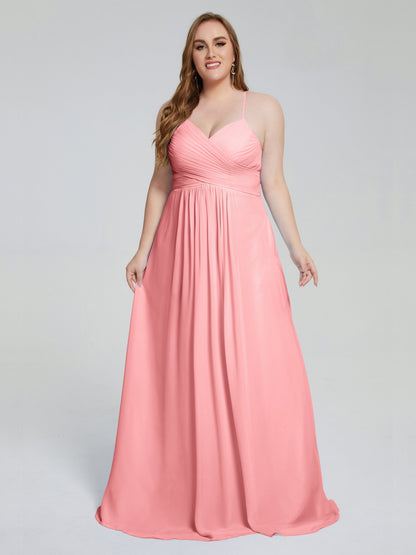 Julianna Modest Spaghetti Straps Plus Size Bridesmaid Dresses
