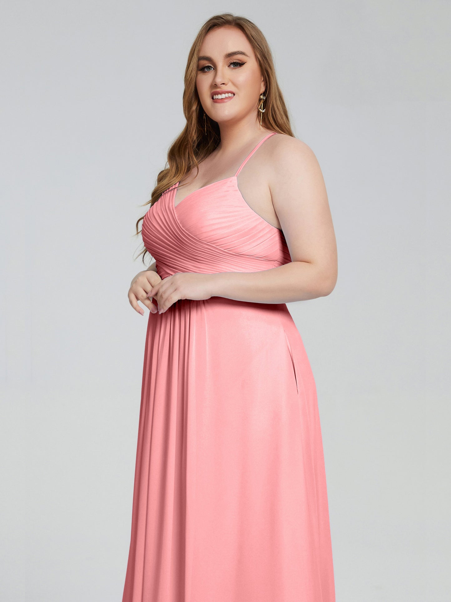 Julianna Modest Spaghetti Straps Plus Size Bridesmaid Dresses