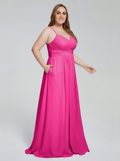 Julianna Modest Spaghetti Straps Plus Size Bridesmaid Dresses