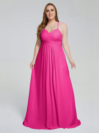 Julianna Modest Spaghetti Straps Plus Size Bridesmaid Dresses