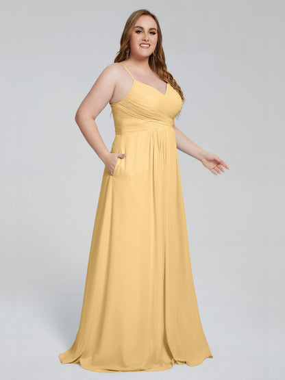 Julianna Modest Spaghetti Straps Plus Size Bridesmaid Dresses