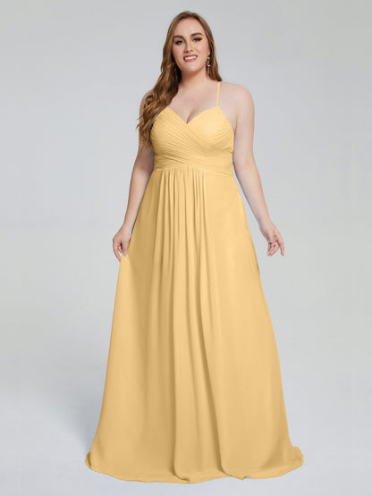 Julianna Modest Spaghetti Straps Plus Size Bridesmaid Dresses
