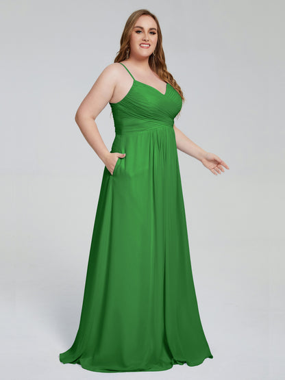 Julianna Modest Spaghetti Straps Plus Size Bridesmaid Dresses