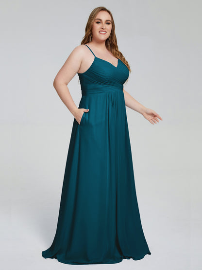 Julianna Modest Spaghetti Straps Plus Size Bridesmaid Dresses