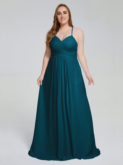 Julianna Modest Spaghetti Straps Plus Size Bridesmaid Dresses