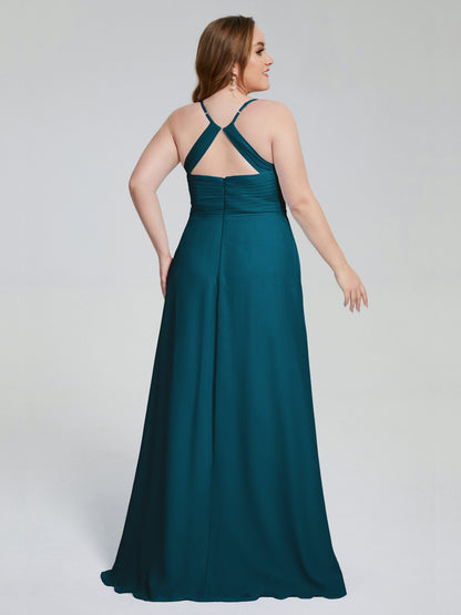 Julianna Modest Spaghetti Straps Plus Size Bridesmaid Dresses