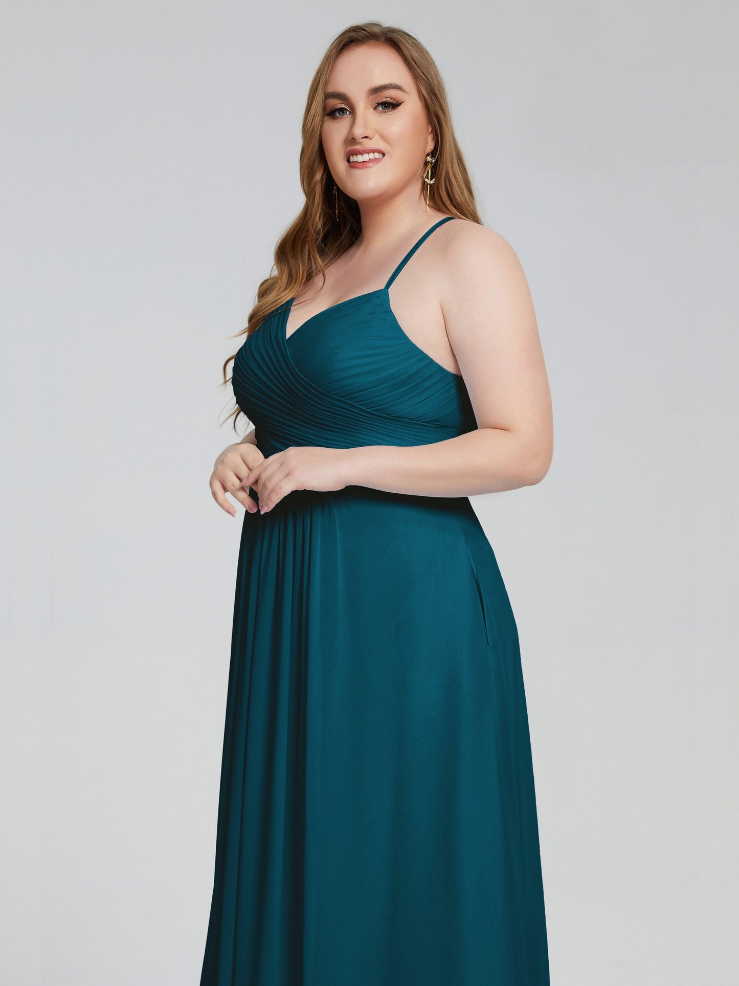 Julianna Modest Spaghetti Straps Plus Size Bridesmaid Dresses