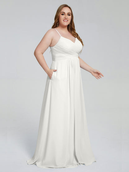 Julianna Modest Spaghetti Straps Plus Size Bridesmaid Dresses