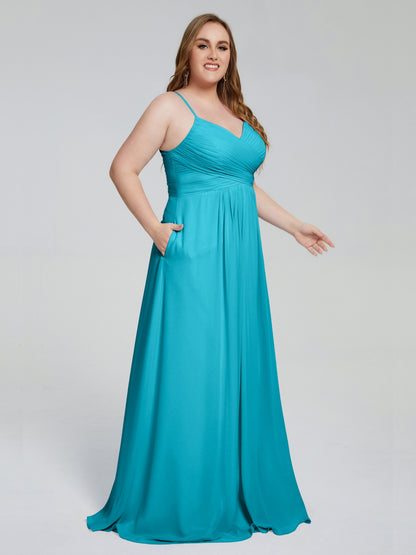 Julianna Modest Spaghetti Straps Plus Size Bridesmaid Dresses