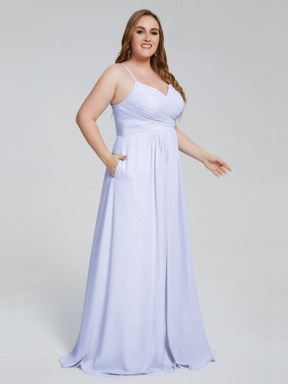 Julianna Modest Spaghetti Straps Plus Size Bridesmaid Dresses