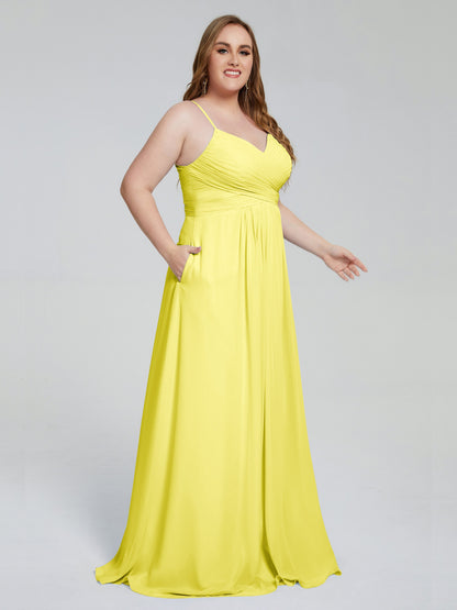 Julianna Modest Spaghetti Straps Plus Size Bridesmaid Dresses
