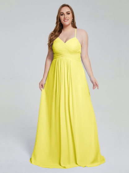 Julianna Modest Spaghetti Straps Plus Size Bridesmaid Dresses
