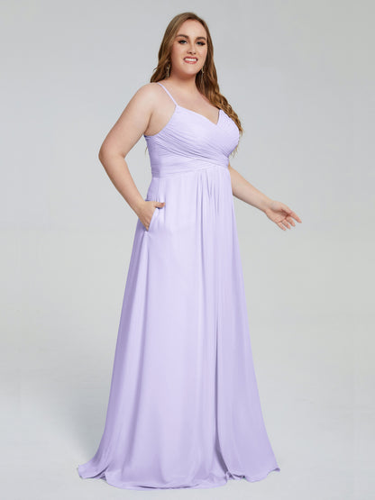 Julianna Modest Spaghetti Straps Plus Size Bridesmaid Dresses