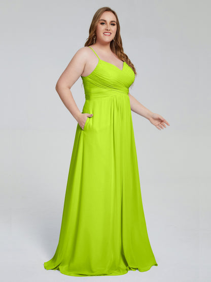 Julianna Modest Spaghetti Straps Plus Size Bridesmaid Dresses