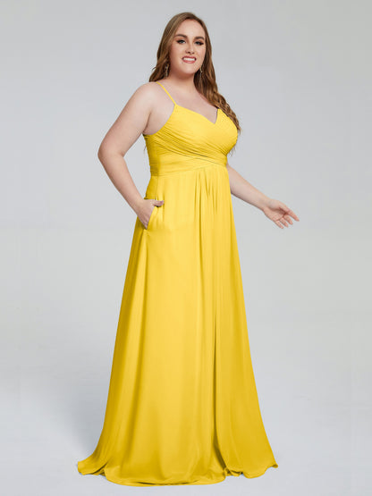 Julianna Modest Spaghetti Straps Plus Size Bridesmaid Dresses