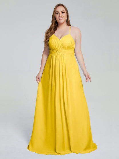 Julianna Modest Spaghetti Straps Plus Size Bridesmaid Dresses