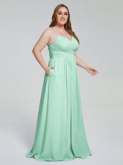 Julianna Modest Spaghetti Straps Plus Size Bridesmaid Dresses