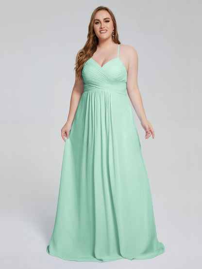 Julianna Modest Spaghetti Straps Plus Size Bridesmaid Dresses