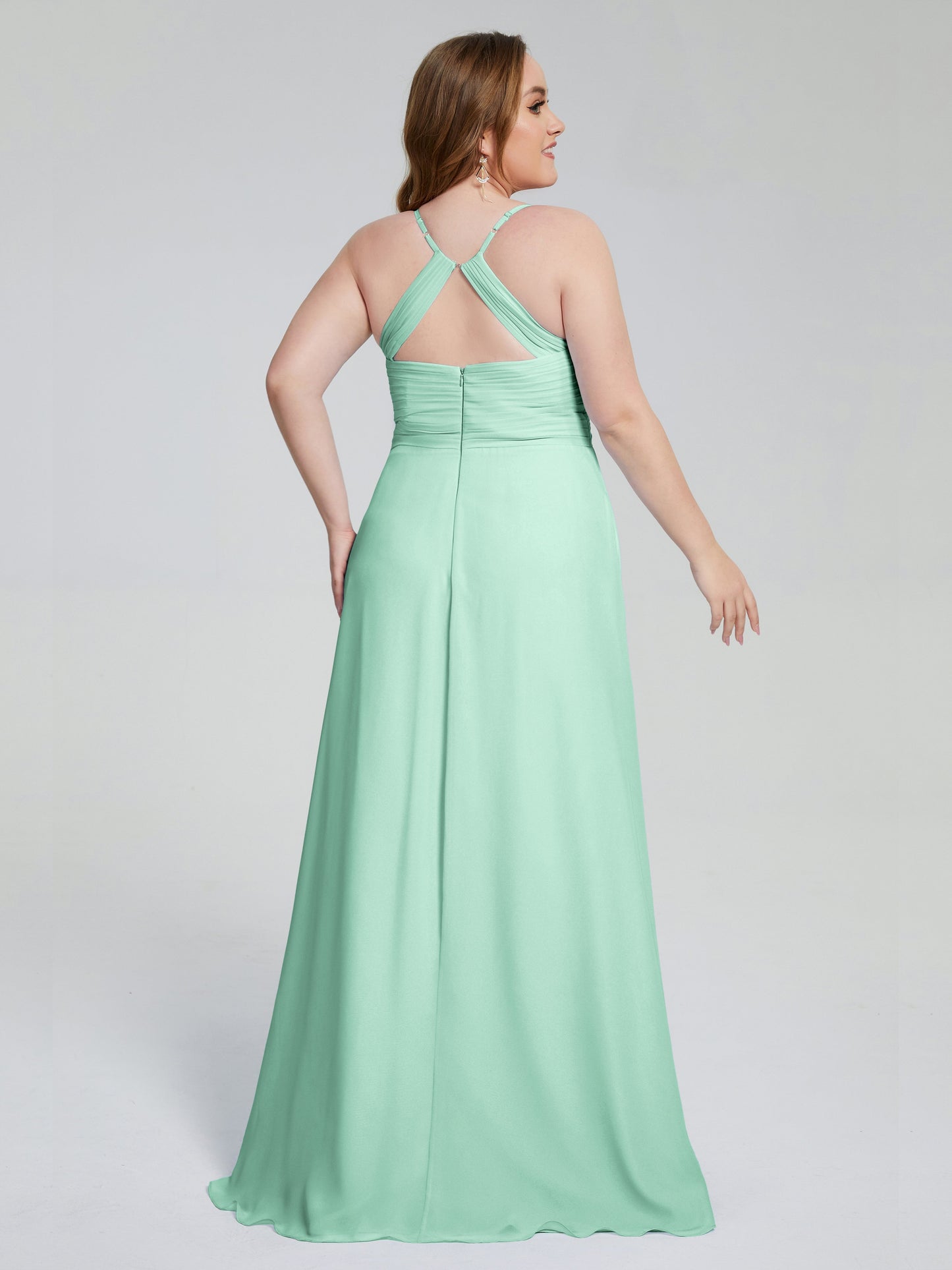 Julianna Modest Spaghetti Straps Plus Size Bridesmaid Dresses