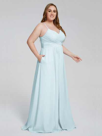 Julianna Modest Spaghetti Straps Plus Size Bridesmaid Dresses