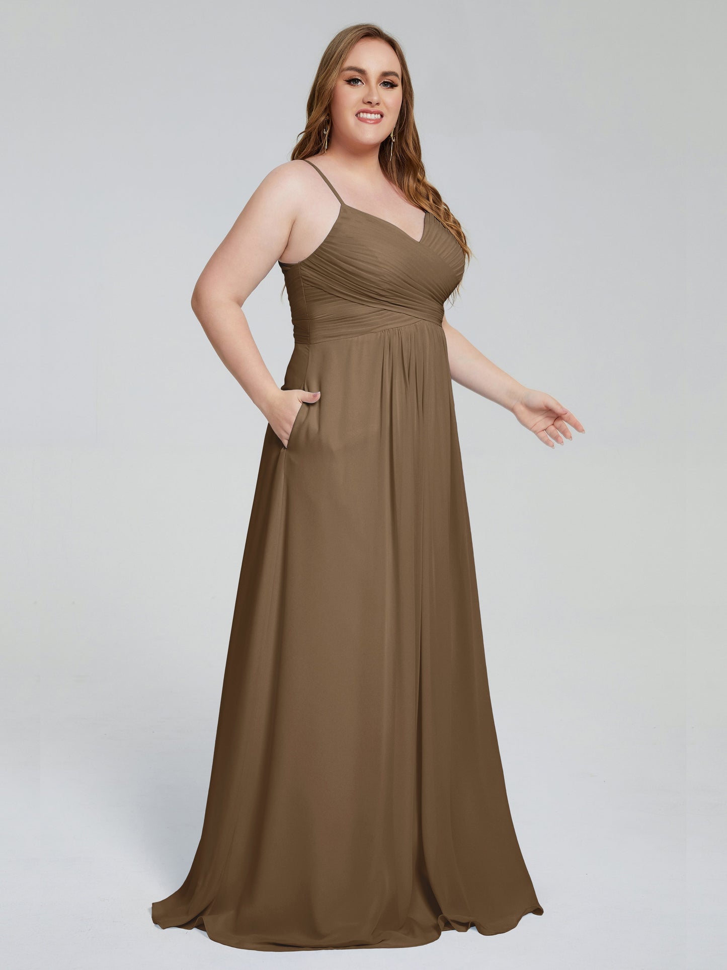 Julianna Modest Spaghetti Straps Plus Size Bridesmaid Dresses