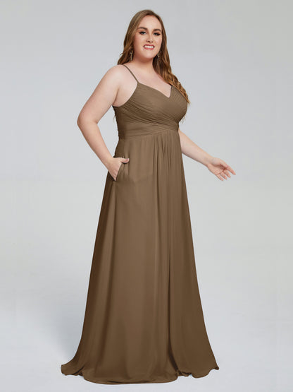 Julianna Modest Spaghetti Straps Plus Size Bridesmaid Dresses