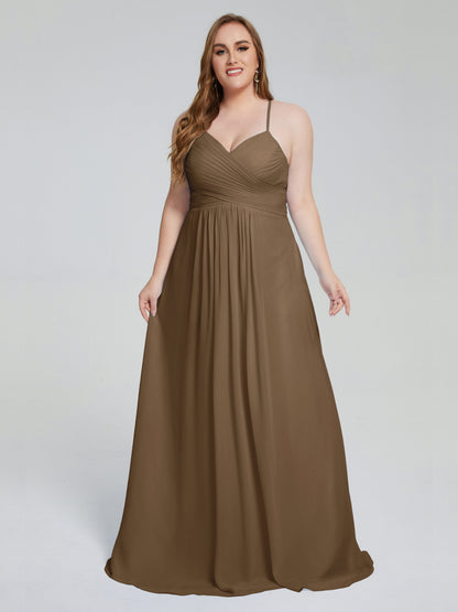 Julianna Modest Spaghetti Straps Plus Size Bridesmaid Dresses