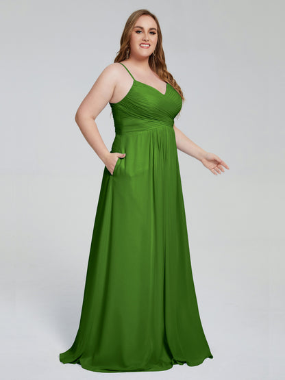 Julianna Modest Spaghetti Straps Plus Size Bridesmaid Dresses