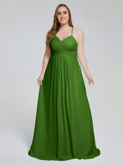 Julianna Modest Spaghetti Straps Plus Size Bridesmaid Dresses