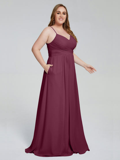 Julianna Modest Spaghetti Straps Plus Size Bridesmaid Dresses