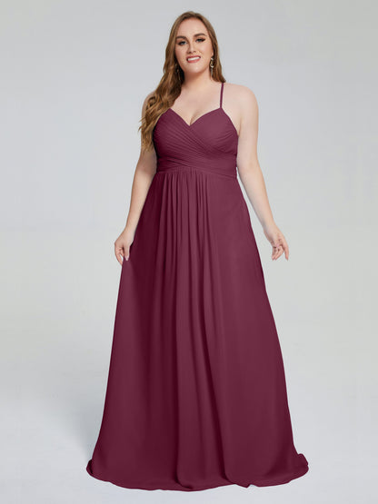 Julianna Modest Spaghetti Straps Plus Size Bridesmaid Dresses