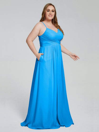 Julianna Modest Spaghetti Straps Plus Size Bridesmaid Dresses