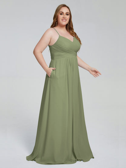 Julianna Modest Spaghetti Straps Plus Size Bridesmaid Dresses