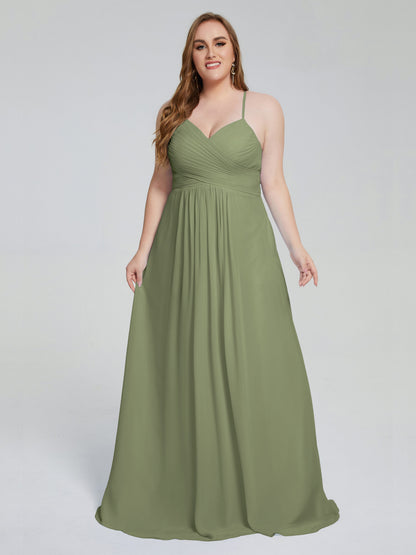 Julianna Modest Spaghetti Straps Plus Size Bridesmaid Dresses