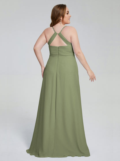 Julianna Modest Spaghetti Straps Plus Size Bridesmaid Dresses