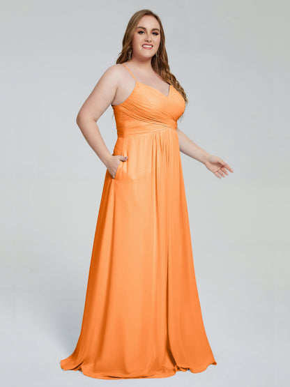 Julianna Modest Spaghetti Straps Plus Size Bridesmaid Dresses