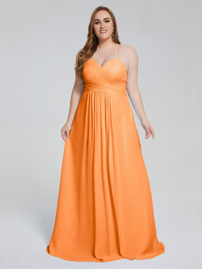 Julianna Modest Spaghetti Straps Plus Size Bridesmaid Dresses