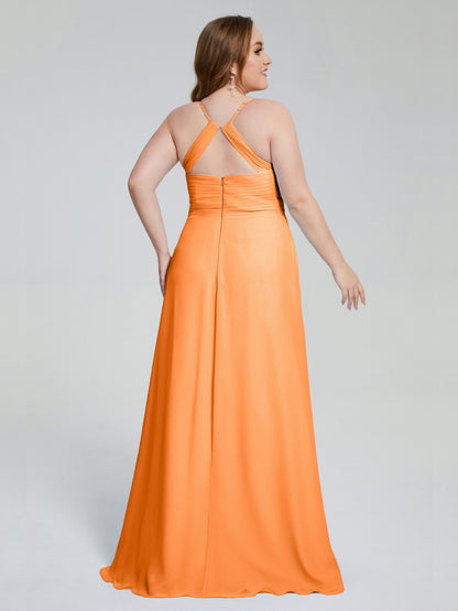 Julianna Modest Spaghetti Straps Plus Size Bridesmaid Dresses